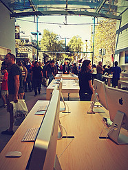 The Apple Store on University Ave is always bustling and conveniently located nearby.